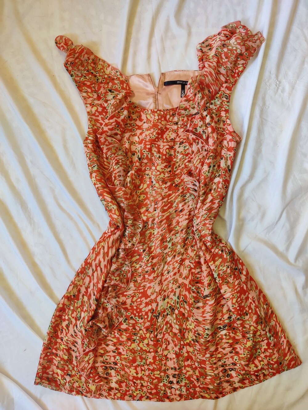 mac & jac Coral Floral Ruffle Dress